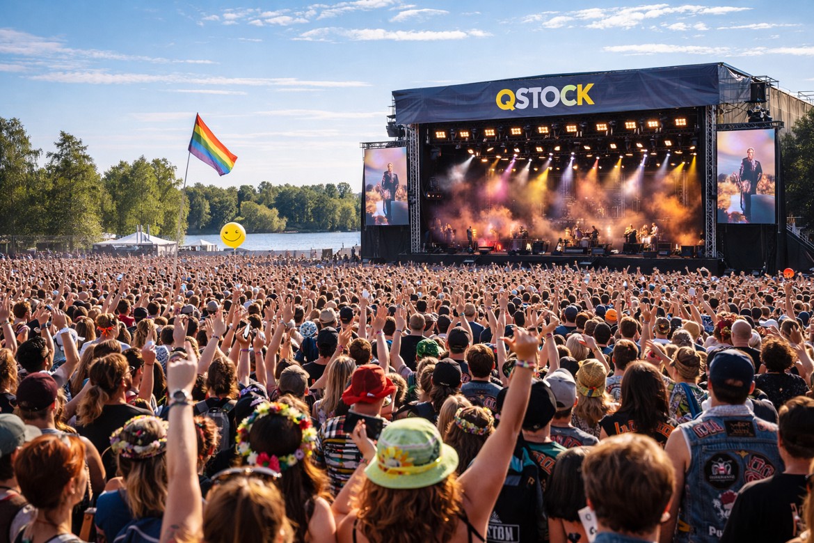 Qstock-festivaali Oulussa auringonpaisteessa.