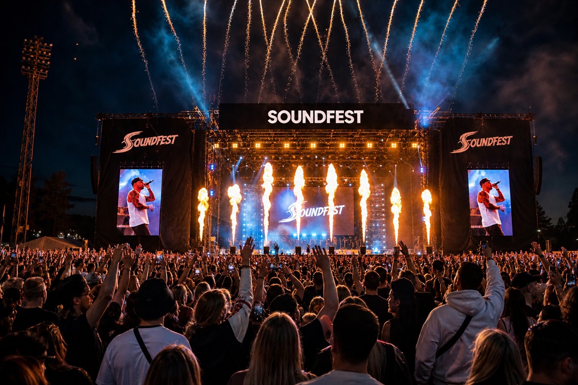 Sounfest-konsertti pyrotekniikalla.