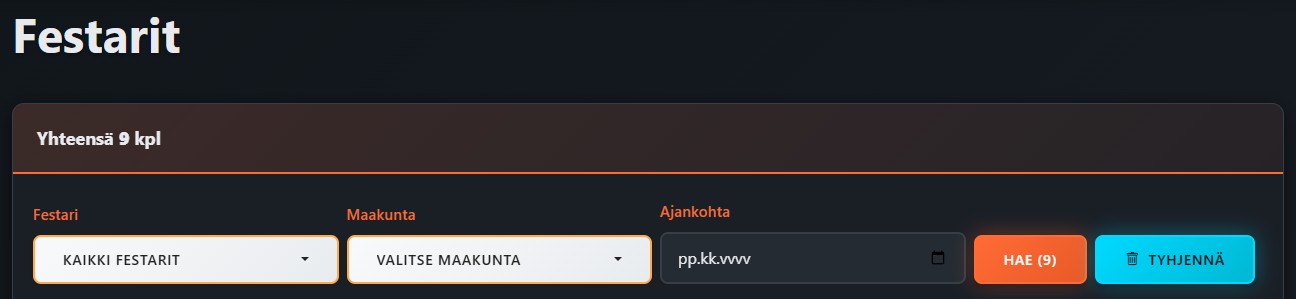 Festarilistan hakulomake