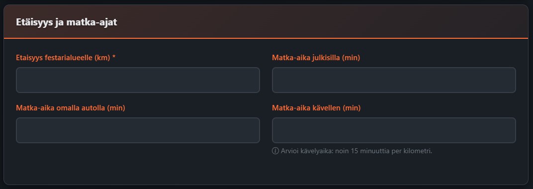 Asunnon etäisyys ja matka-ajat
