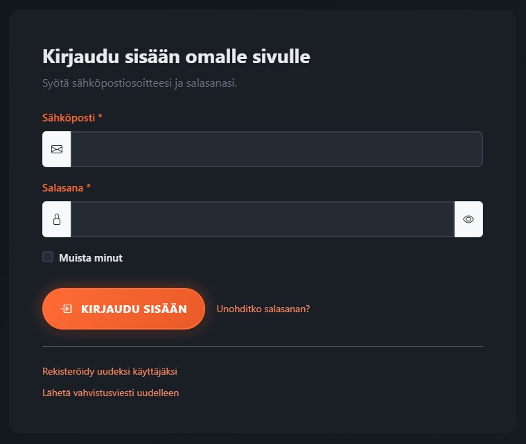 Jos olet unohtanut salasanasi, valitse kirjautumissivulta Unohditko salasanan? ja seuraa palautusohjeita.